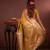 Yellow color colorfull woven border zari work soft silk blend saree