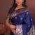 Blue color colorfull woven border zari work soft silk blend saree