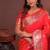 red color colorfull woven border zari work soft silk blend saree