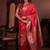 red color colorfull woven border zari work soft silk blend saree
