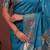 Blue color colorfull woven border zari work soft silk blend saree