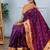 wine color weaving paithani gold copper zari weaving meenakari  border saree