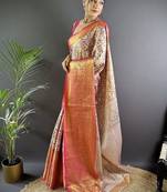 red color zari weaving work kanjivaram tissue art silk saree