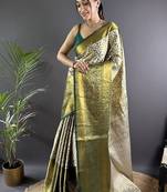 green color zari weaving work kanjivaram tissue art silk saree