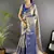 blue color zari weaving work kanjivaram tissue art silk saree