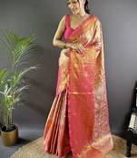 red color zari weaving work kanjivaram tissue art silk saree
