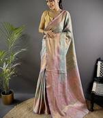 levender color zari weaving work kanjivaram tissue silk saree