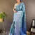 sky blue color zari weaving work kanjivaram tissue silk saree