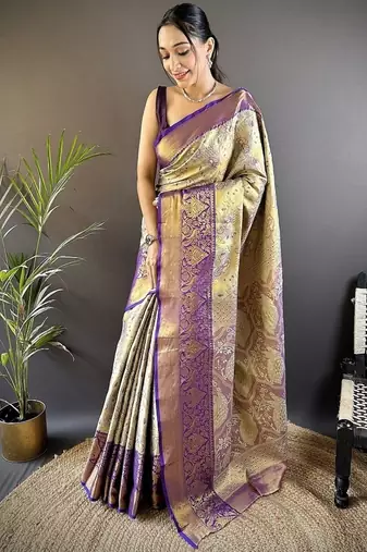 chiku & multicolor color zari weaving work kanjivaram tissue silk saree