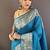skyblue color zari weaving work nylon viscose saree
