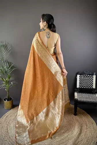 musturd color zari weaving work nylon viscose saree
