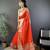 orange color zari weaving work nylon viscose saree