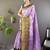 light levender & brown color woven zari work kanjivaram tissue art silk saree