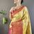 yellow & pink color woven zari work kanjivaram tissue art silk saree
