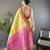 yellow & pink color woven zari work kanjivaram tissue art silk saree
