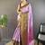 pink & brown color woven zari work kanjivaram tissue art silk saree