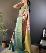 orange color jacquard woven  kanjivaram tissue art silk work saree