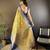 parrot yellow color jacquard woven  kanjivaram tissue art silk work saree