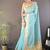 sky blue color cotton checks zari border work saree