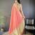 peach color cotton checks zari border work saree