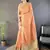 orange color cotton checks zari border work saree