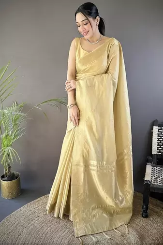 chiku color cotton checks zari border work saree