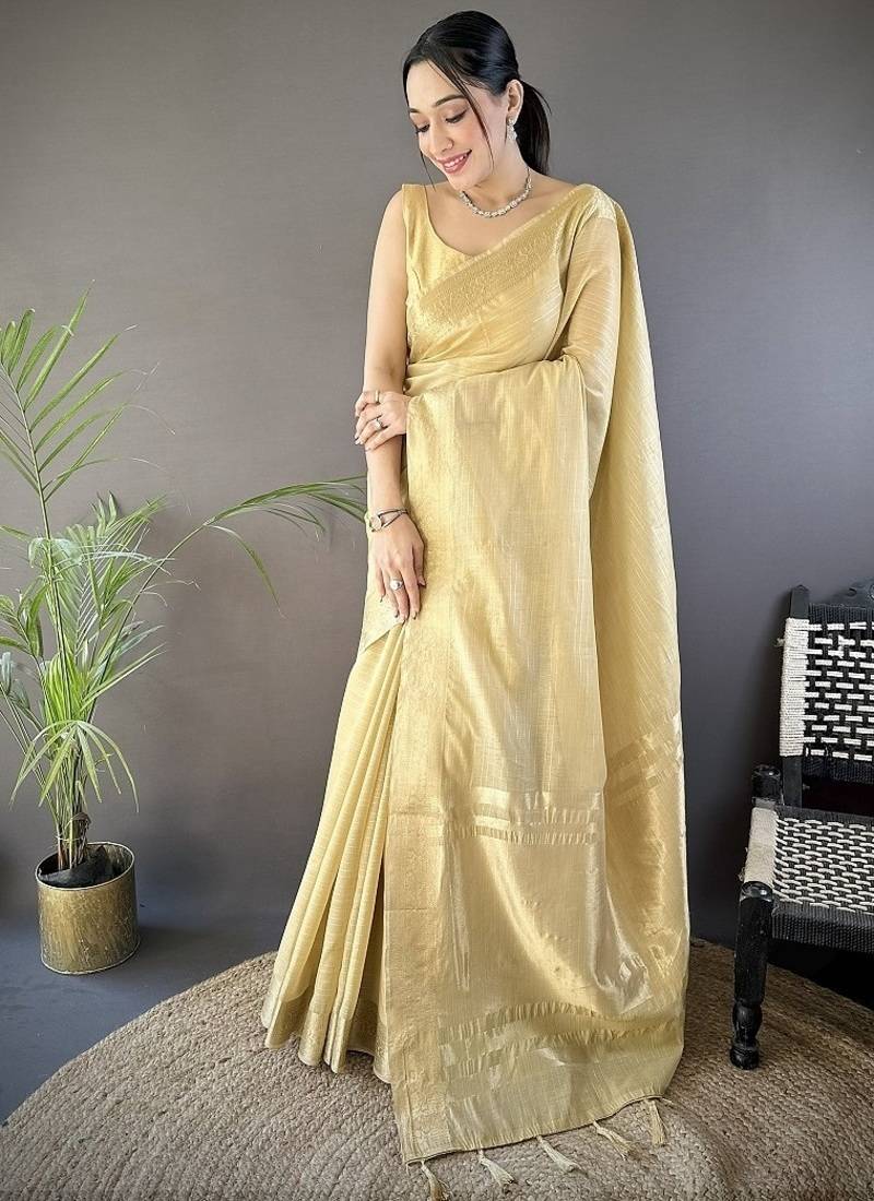 chiku color cotton checks zari border work saree