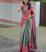 skyblue color weaving zari border kanjivaram semi art silk saree