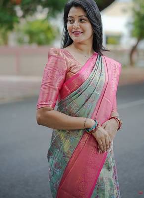 skyblue weaving zari border kanjivaram semi art silk blend saree 2
