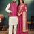 Pink jacquard silk kurta payjama koti & saree couple set