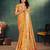 Orange jacquard silk kurta payjama koti & saree couple set
