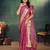 Pink jacquard silk kurta payjama koti & saree couple set