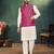 Pink jacquard silk kurta payjama koti & saree couple set