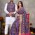 Elegant men's kurta with jacquard silk koti & women's navy blue saree set