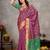 Elegant men's kurta with jacquard silk koti & women's purple saree set