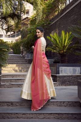 Ivory Jacquard Zari Weaving Chaniya Choli 3