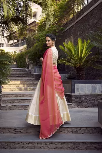 Ivory Jacquard Zari Weaving Chaniya Choli