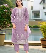Lavender color smart and desirable blended fabric salwar kameez