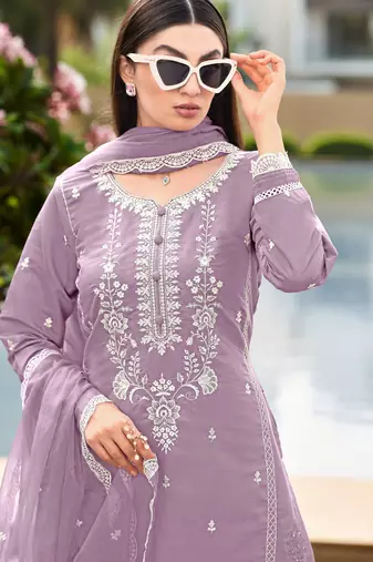 Lavender color smart and desirable blended fabric salwar kameez