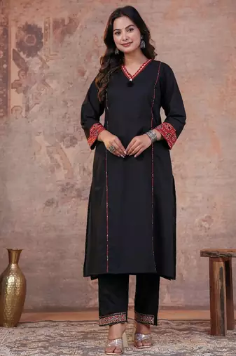 Cotton cambric printed a-line kurti-pant-dupatta  set