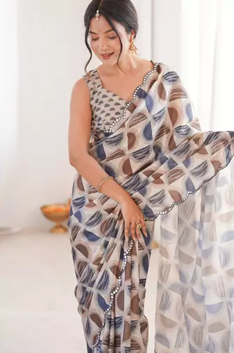 women's designer multicolor chinon digital printed saree