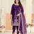 Purple color festive special velvet fabric ethnic embroidered partywear suit