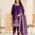 Purple color festive special velvet fabric ethnic embroidered partywear suit