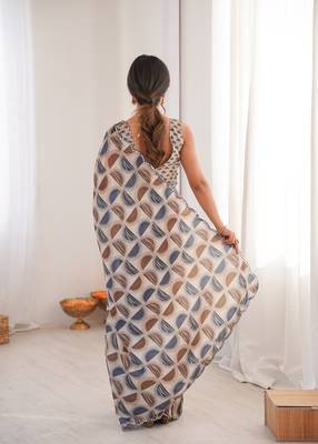women's designer multicolor chinon digital printed saree 5