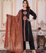 Cotton cambric printed a-line kurti-pant-dupatta  set