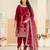 Red color festive special velvet fabric ethnic embroidered partywear suit