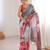 women's multicolor chinon abstract digital print saree with blouse