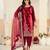 Red color festive special velvet fabric ethnic embroidered partywear suit
