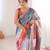 women's multicolor chinon abstract digital print saree with blouse