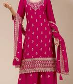 Pink color beautiful embroidered georgette fabric palazzo dress